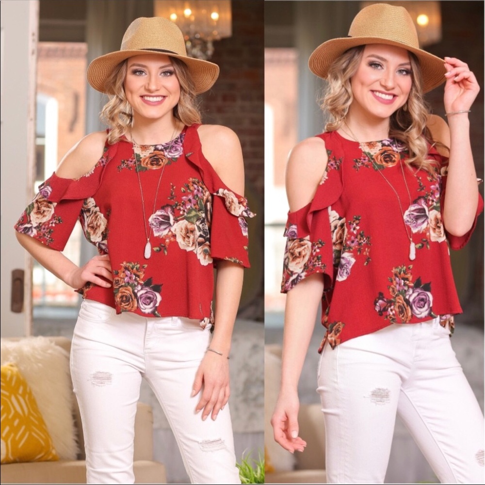Last one!!! Red cold shoulder tunic